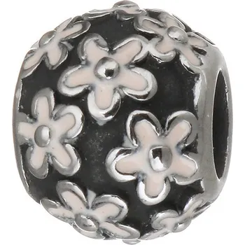 Přívěsek Šperky4U Navlékací ocelový přívěšek korálek s kytičkami - K0103