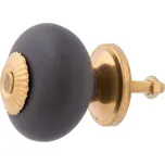 Šedá kulatá úchytka se zlatým koncem - Ø 4*3 cm