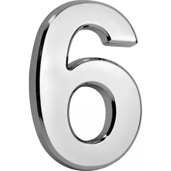 Domovní cedule Kozáček Domovní samolepící číslo 6 stříbrné 70 x 100 mm