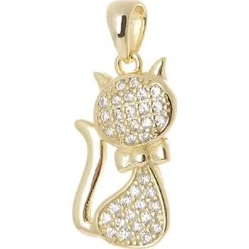 Přívěsek Stříbrný pozlacený přívěšek kočička STRZ0833F