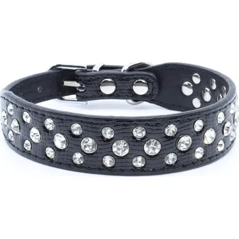 Obojek pro psa Vsepropejska Lesk obojek pro psa s kamínky | 22 - 37 cm Barva: Černá, Obvod krku: 27 - 33 cm