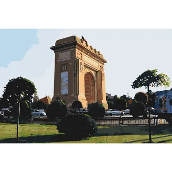 Malování podle čísel - Vítězný oblouk, Bukurešť Velikost: 40x60cm, Rámování: Pouze srolované plátno