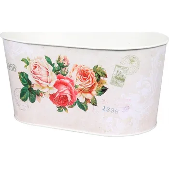 Truhlík Nohel Garden Truhlík KVĚTY RŮŽE plechový oválný 23x14x11cm