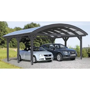 Přístřešek na auto Přístřešek na auto SKAN HOLZ obloukový dvojitý 635 x 541 cm břidlicově šedý