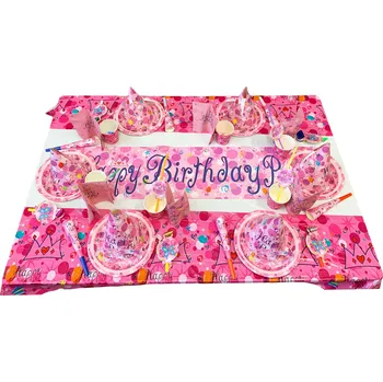 Party dekorace Párty set Happy birthday růžový (9250)