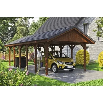 Přístřešek na auto Přístřešek na auto SKAN HOLZ Wallgau 430 x 900 cm ořech