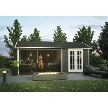 Zahradní domek Dřevěný zahradní domek SKAN HOLZ Tilburg břidlicově šedý 613 x 380 cm