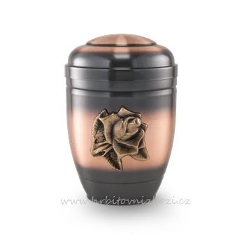 Smuteční dekorace Urna měděná s ozdobou růže