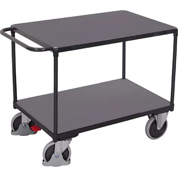 Plošinový vozík Stolní vozík VARIOfit, ložné plochy z desky MDF, 1000 x 600 mm, nosnost 500 kg, barva antracit RAL7016 /deska šedá