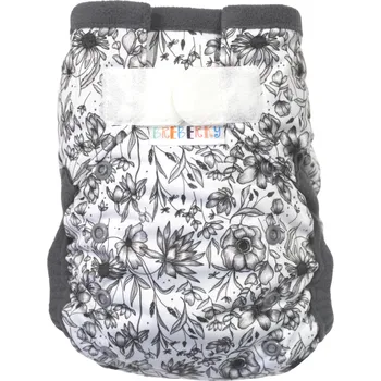 Plenkové kalhoty Breberky Kapsová plenka (M) - Květy black and white SZ