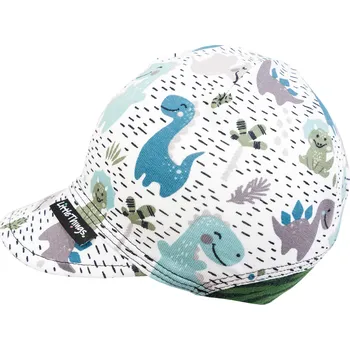 Kšiltovka bílá bavlněná kšiltovka s potiskem dinosaurů