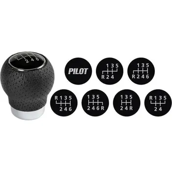 Držák do auta Koncovka řadící páky, černá kůže s černým prošíváním a pochromovaným hliníkem