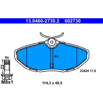 Brzdová destička Sada brzdových destiček, kotoučová brzda ATE 13.0460-2730.2