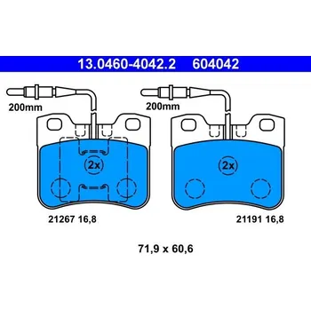 Autodíl Sada brzdových destiček, kotoučová brzda ATE 13.0460-4042.2