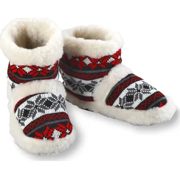 Dívčí bačkory Wooline Bačkory z ovčí vlny červenočerné 42-43