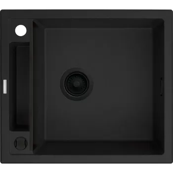 Granitový dřez Deante Magnetic, granitový dřez na desku 560x500x219 mm, 3,5" + prostorově úsporný sifon, 1-komorový, černá, ZRM_N103