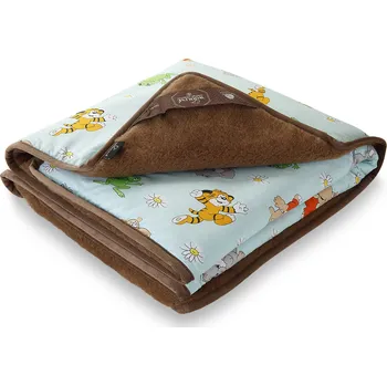 Dětská deka Wooline Dětská přikrývka oboustranná s velbloudí vlnou, tmavě hnědá/zelená 100 x 135 cm