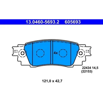 Brzdová destička Sada brzdových destiček, kotoučová brzda ATE 13.0460-5693.2