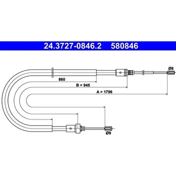 Lanko parkovací brzdy Tažné lanko, parkovací brzda ATE 24.3727-0846.2