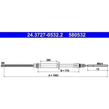 Brzdový systém Tažné lanko, parkovací brzda ATE 24.3727-0532.2