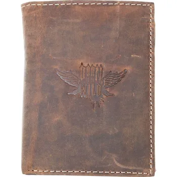 Peněženka Hnědá kožená peněženka Born to be Wild s křídly na výšku