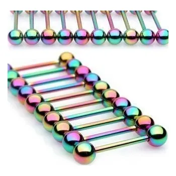 Piercing Piercing do jazyka - duhový (1,6 x 16 x 5)