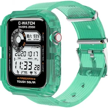 Pouzdro na mobilní telefon Pouzdro s transparentním řemínkem pro Apple Watch 45mm / 44mm / 42mm - zelené