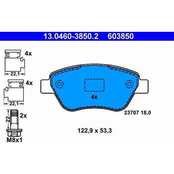 Brzdová destička Sada brzdových destiček, kotoučová brzda ATE 13.0460-3850.2