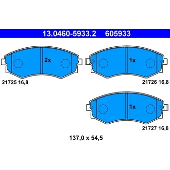 Auto-moto Sada brzdových destiček, kotoučová brzda ATE 13.0460-5933.2