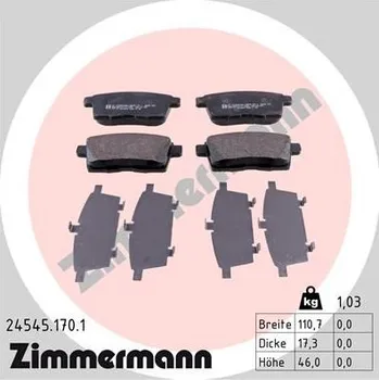 Brzdová destička Sada brzdových destiček, kotoučová brzda ZIMMERMANN 24545.170.1