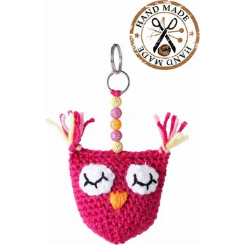 plyšák Wooline Přívěšek háčkovaná sovička, růžová RUČNÍ VÝROBA V ČESKÉ REPUBLICE!