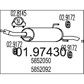 Výfukový systém Zadní tlumič výfuku MTS 01.97430