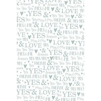 Dárková taška Balicí svatební papír LUX - nápisy bílo-stříbrné - 70 x 100 cm