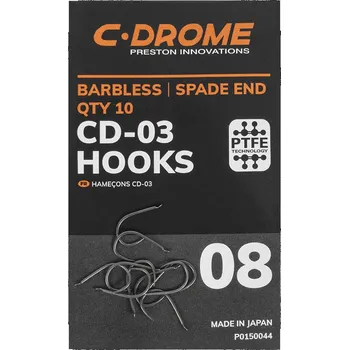 Rybářský háček Háčky Preston C-Drome CD-03 Barbless 10ks #8