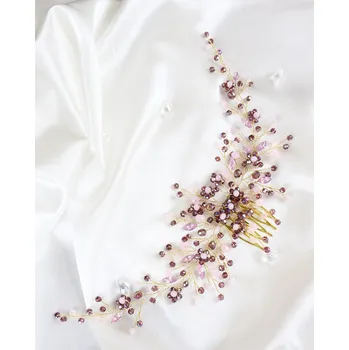 Souprava šperků B-TOP Hřeben do vlasů s fialovými kamínky