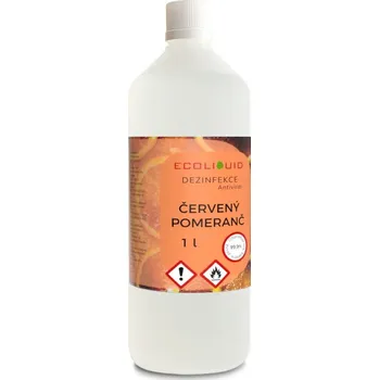 Zdravotnický materiál Ecoliquid ANTIVIRAL dezinfekce na ruce - viry, bakterie, plísně 1 l náhradní náplň Vůně: Červený pomeranč