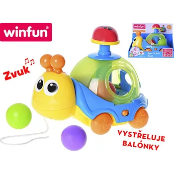 Hračka pro nejmenší Šneček vystřelující balonky