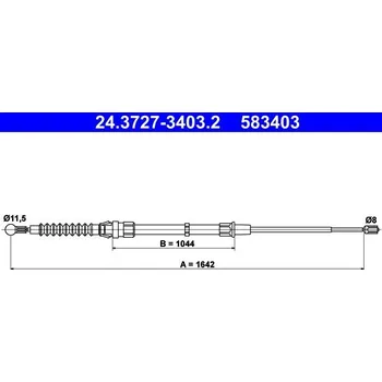 Brzdový systém Tažné lanko, parkovací brzda ATE 24.3727-3403.2