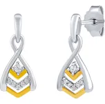 Jemné stříbrné/pozlacené náušnice Ashley s Brilliance Zirconia FW15133EGP