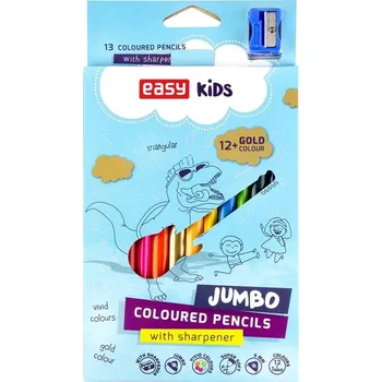 Kresba Trojhranné pastelky JUMBO s ořezávatkem 12 ks + 1 zlatá barva