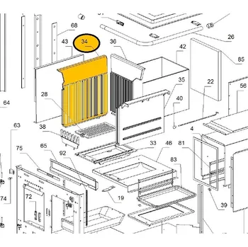 Krbová kamna NORDICA Litinová vyzdívka boční levá, pro kamna Rosetta; ND 1030185