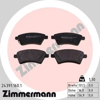 Brzdový systém Sada brzdových destiček, kotoučová brzda ZIMMERMANN 24391.160.1