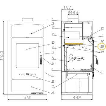 Krbová kamna HAAS-SOHN Clona volná 25x260x445 mm; LACFIRE; ND 0050501490005