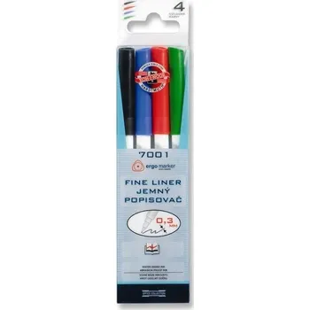 Zvýrazňovač Koh-i-noor popisovač jemný fine liner 7001 0,3mm/ 4ks