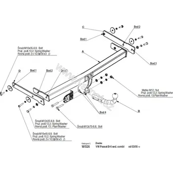 Tažné zařízení Tažné zařízení VW Passat (B-6), Kombi (2005 - 2010 (B6)) (4607)
