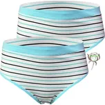 Dámské bavlněné kalhotky - Tinasan pruhované NBR06 (Balení/2ks) Barva: Tyrkysová, Velikost: M