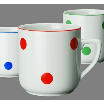 Porcelánový hrnek, dekor modré PUNTÍKY s modrou linkou - 400 ml