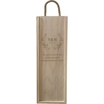 Dárková krabička Dřevěná krabička na víno s iniciály a datem svatby