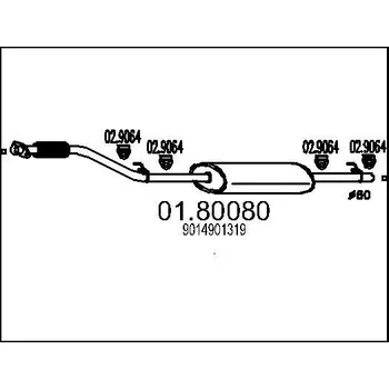Auto-moto Střední tlumič výfuku MTS 01.80080