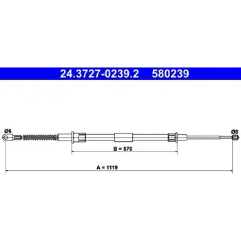 Brzdový systém Tažné lanko, parkovací brzda ATE 24.3727-0239.2